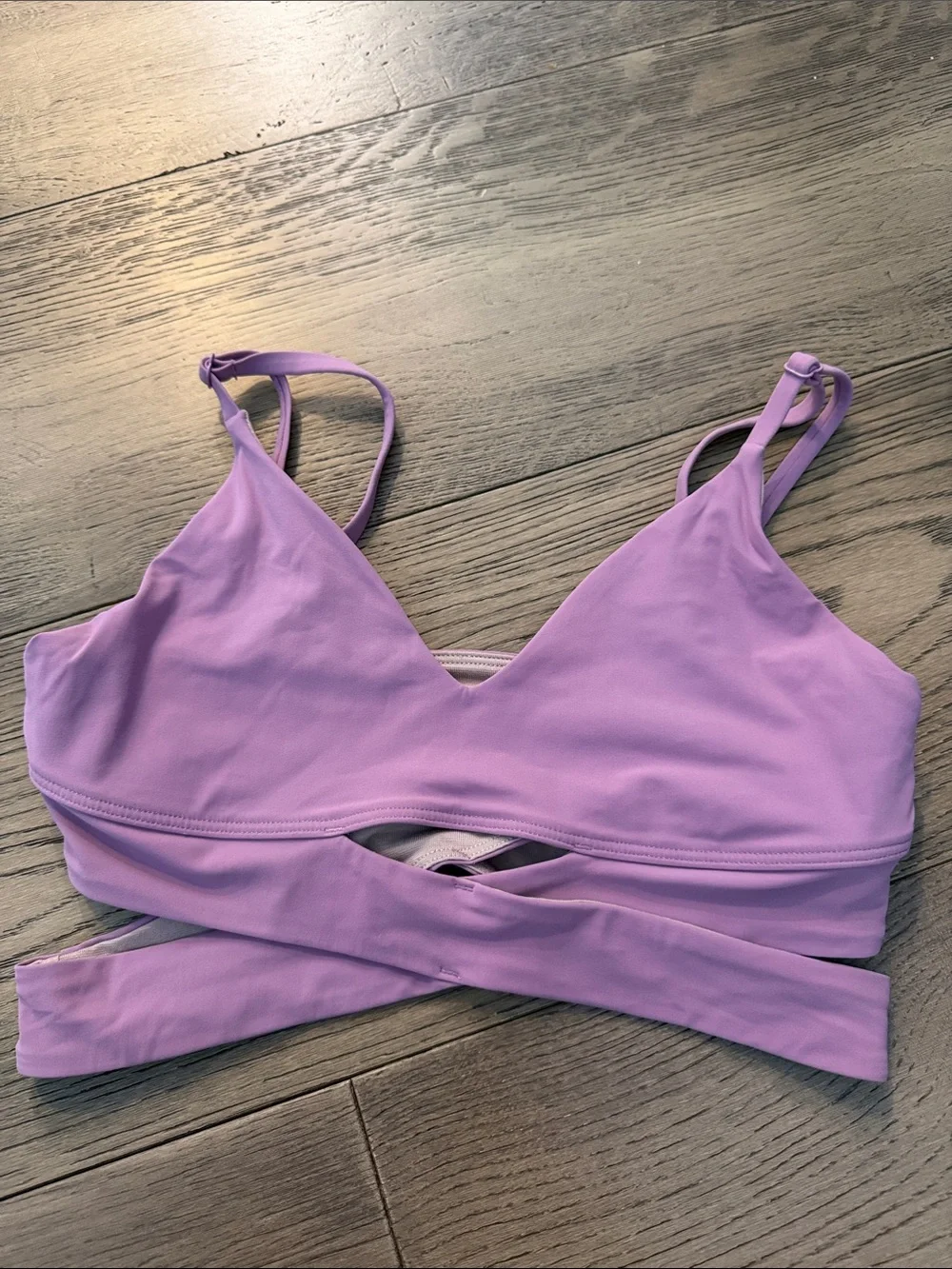 lululemon athletica lilac strappy wrap sports bra size 6
